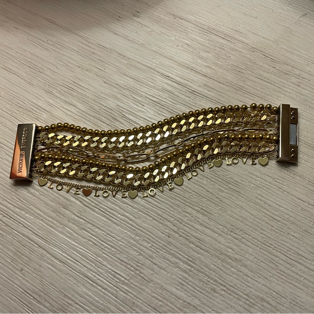 Victoria Emerson Gold Tone Multi-Strand Love Bracelet